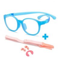 Detské okuliare proti modrému svetlu - Modré s nosníkmi a gumičkou