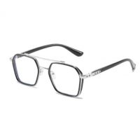 Šesťuholníkové okuliare proti modrému svetlu - Čierno strieborné