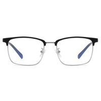 Polorámčekové okuliare proti modrému svetlu - Lesklé čierne, strieborné