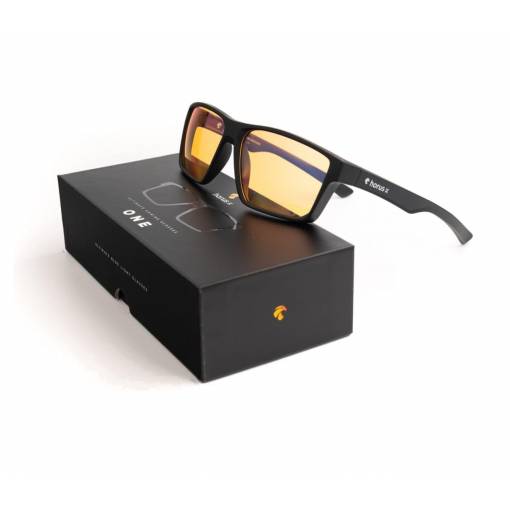 Foto - Horus X herné okuliare proti modrému svetlu - Unisex, čierne s oranžovými sklami