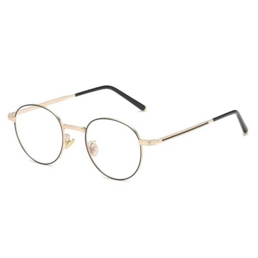 Foto - Dámske okrúhle okuliare proti modrému svetlu - Zlatá a čierna