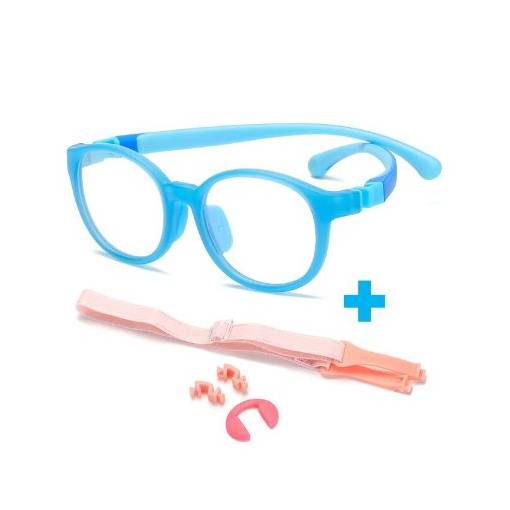 Foto - Detské okuliare proti modrému svetlu - Modré s nosníkmi a gumičkou