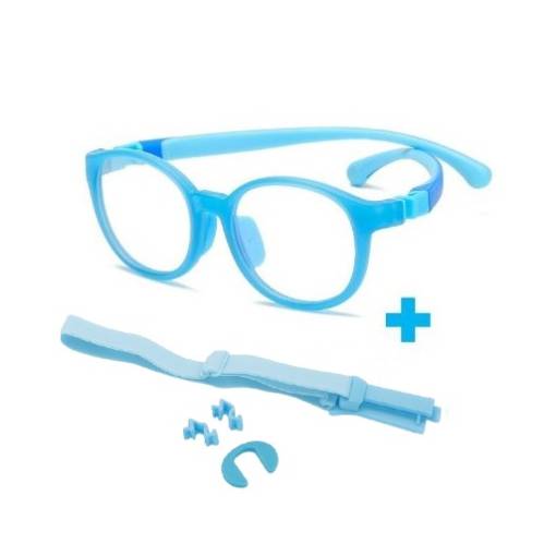 Foto - Detské okuliare proti modrému svetlu - Modré s nosníkmi a gumičkou