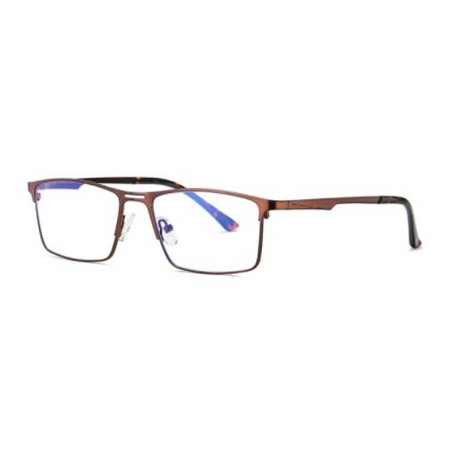 Foto - Kovové okuliare proti modrému svetlu - Unisex, hnedé