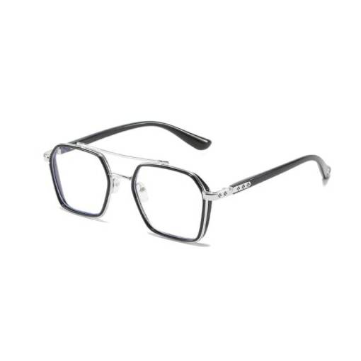 Foto - Šesťuholníkové okuliare proti modrému svetlu - Čierno strieborné