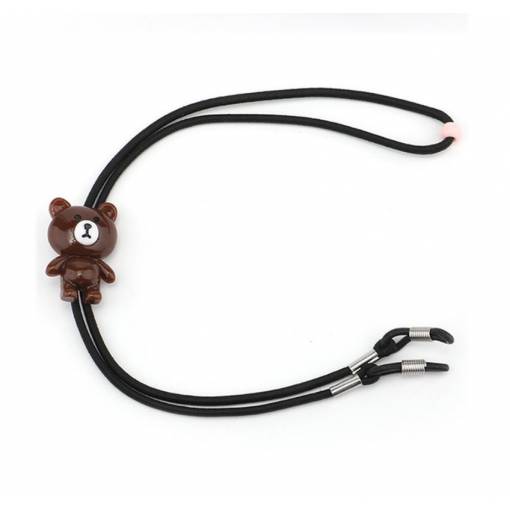 Foto - Detská elastická šnúrka na okuliare - Čierna s medvedíkom