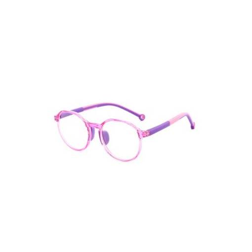 Foto - Detské hranaté okuliare proti modrému svetlu - Transparentné, fialovo ružové