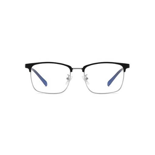 Foto - Polorámčekové okuliare proti modrému svetlu - Lesklé čierne, strieborné