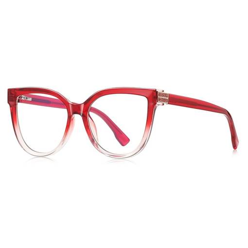 Foto - Elegantné okuliare proti modrému svetlu - červené, transparentné